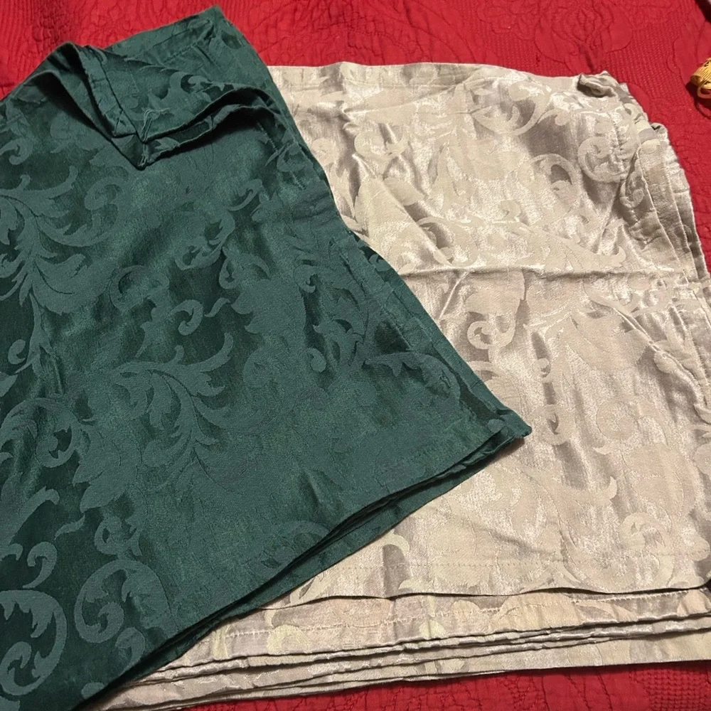 Elegant Green and Tan napkins set of 16